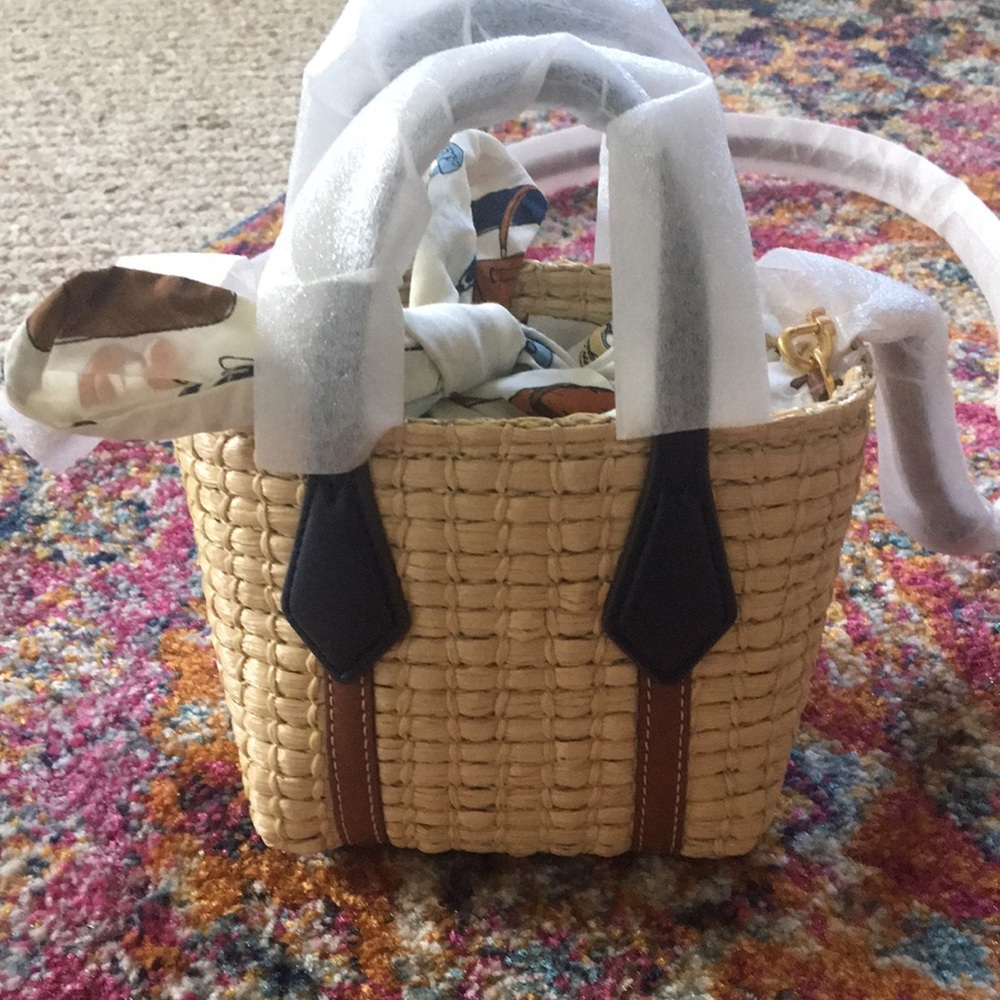 Tory Burch nano perry straw tote